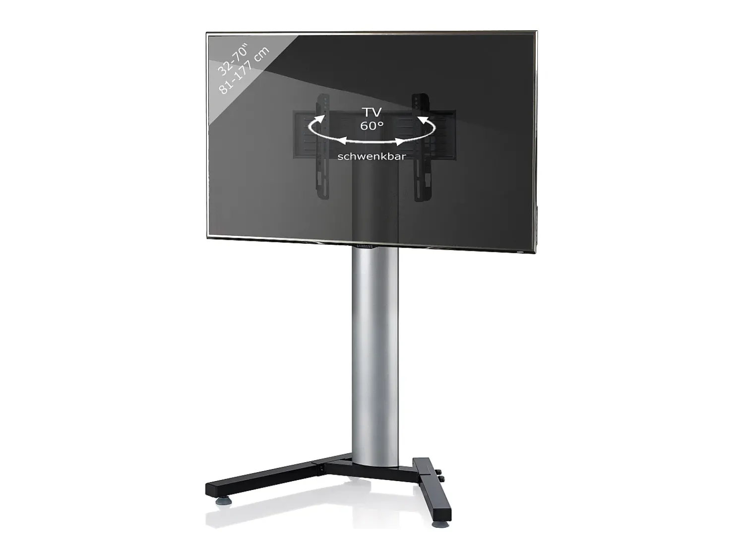 VCM Pés de suporte de TV Stadino Prata A. 125 x L. 90 x P. 72 cm^ Móvel De Tv