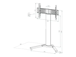 VCM Pés de suporte de TV Stadino Prata A. 125 x L. 90 x P. 72 cm^ Móvel De Tv