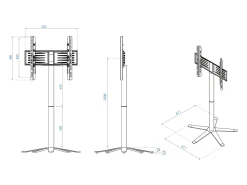 VCM Pés de suporte de TV Xila Branco A. 100 x L. 61 x P. 61 cm^ Móvel De Tv
