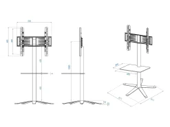 VCM Pés de suporte de TV Xila Branco A. 100 x L. 61 x P. 61 cm^ Móvel De Tv