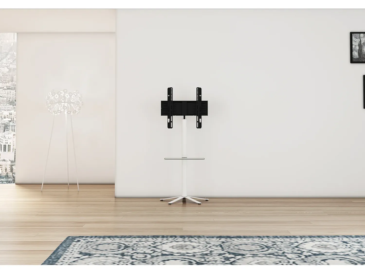 VCM Pés de suporte de TV Xila Branco A. 100 x L. 61 x P. 61 cm^ Móvel De Tv