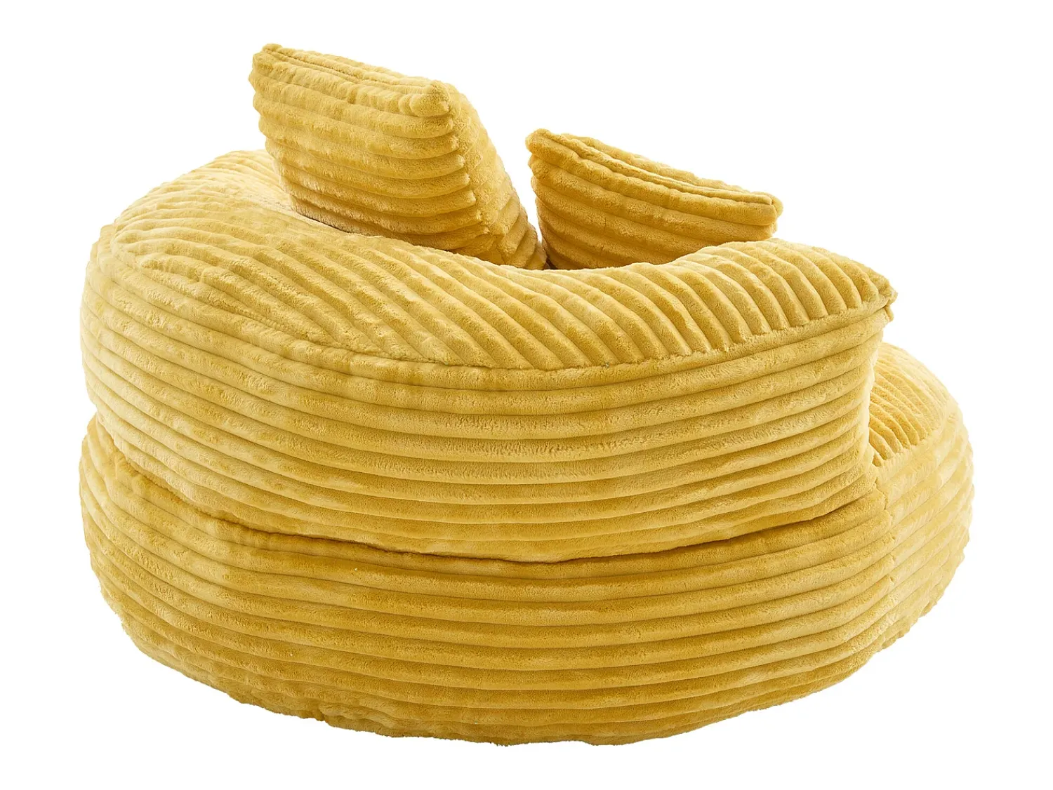 Poltrona*Hauss Spole Puf em bombazine - Com 3 almofadas - Amarelo mostarda
