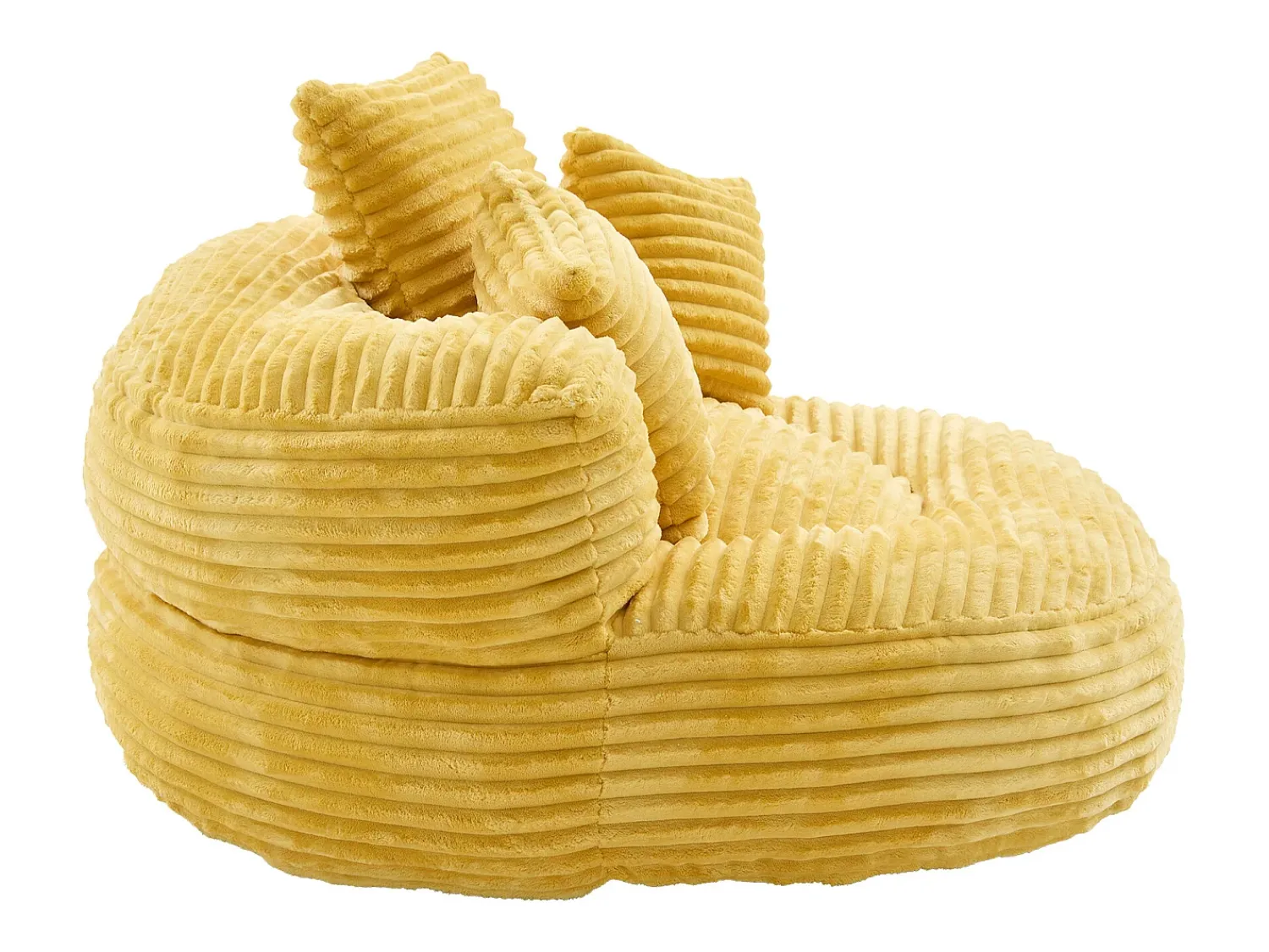 Poltrona*Hauss Spole Puf em bombazine - Com 3 almofadas - Amarelo mostarda