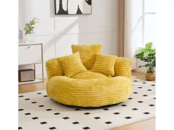 Poltrona*Hauss Spole Puf em bombazine - Com 3 almofadas - Amarelo mostarda