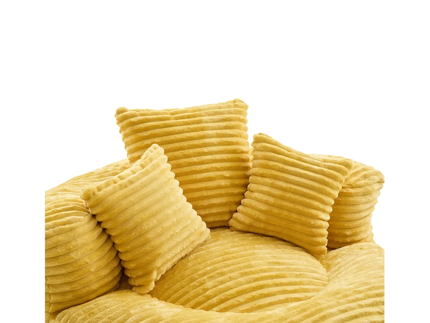 Poltrona*Hauss Spole Puf em bombazine - Com 3 almofadas - Amarelo mostarda