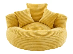 Poltrona*Hauss Spole Puf em bombazine - Com 3 almofadas - Amarelo mostarda