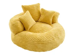 Poltrona*Hauss Spole Puf em bombazine - Com 3 almofadas - Amarelo mostarda