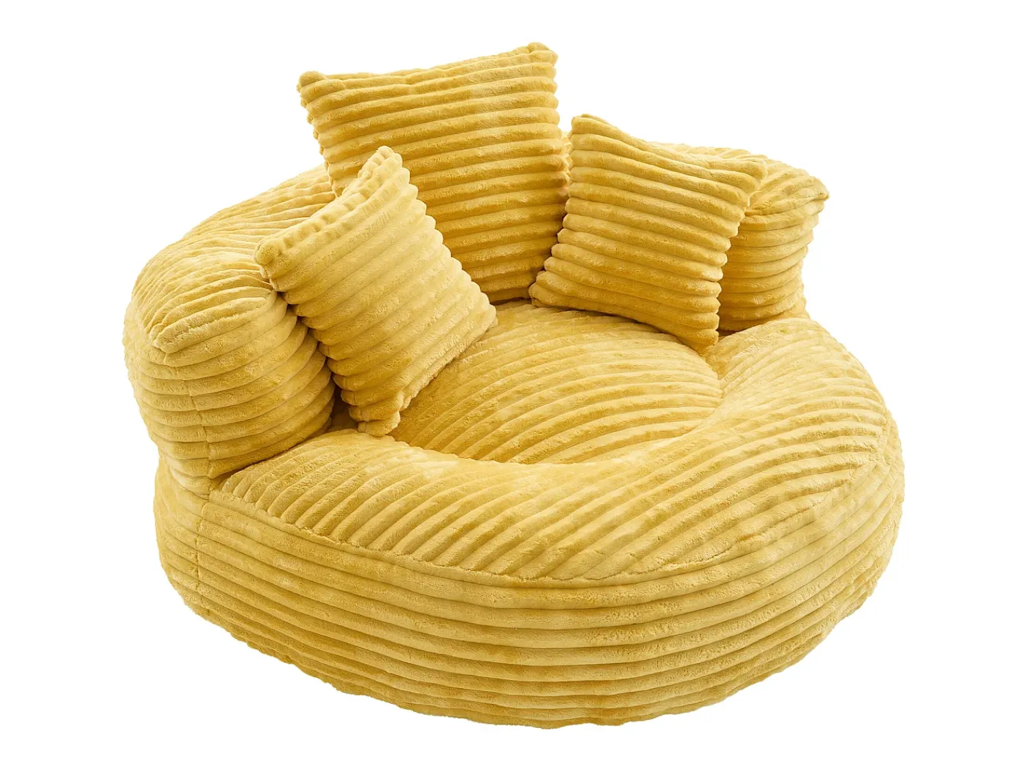 Poltrona*Hauss Spole Puf em bombazine - Com 3 almofadas - Amarelo mostarda