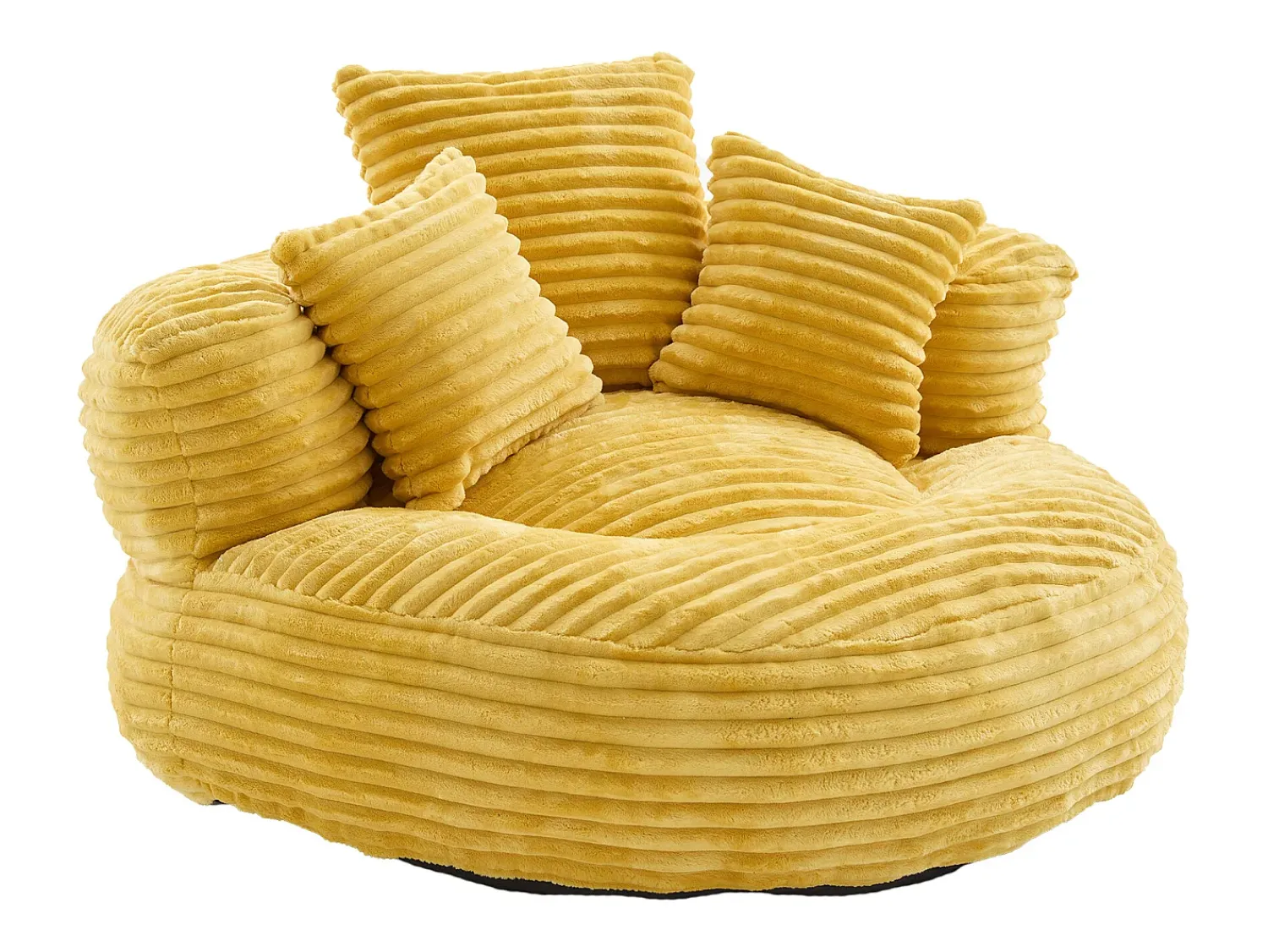Poltrona*Hauss Spole Puf em bombazine - Com 3 almofadas - Amarelo mostarda