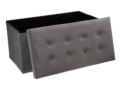 Hot Atmosphera Pufe Duplo Dobrável Lysandre Contemporary Veludo Cinza 76x38 cm Cinzento