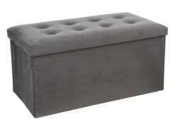 Hot Atmosphera Pufe Duplo Dobrável Lysandre Contemporary Veludo Cinza 76x38 cm Cinzento