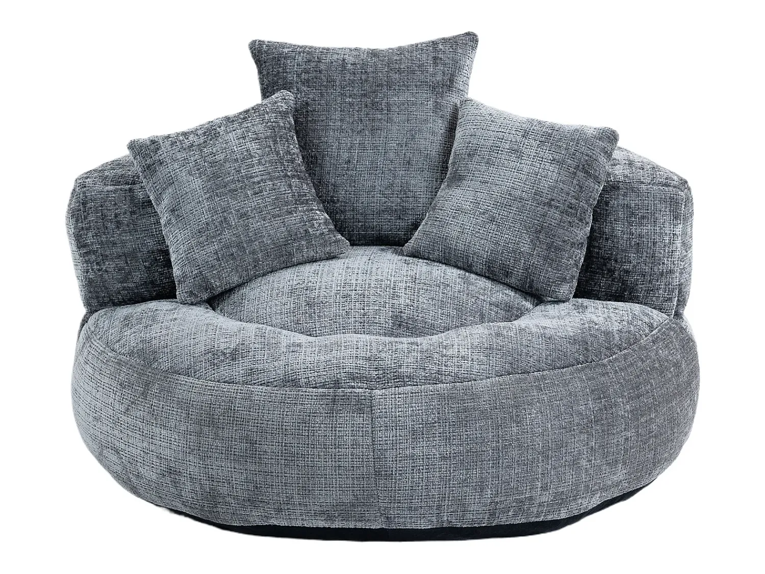 Poltrona*Hauss Spole Puff com 3 almofadas - Para adultos e crianças - Chenille , não necessita de montagem Cinzento
