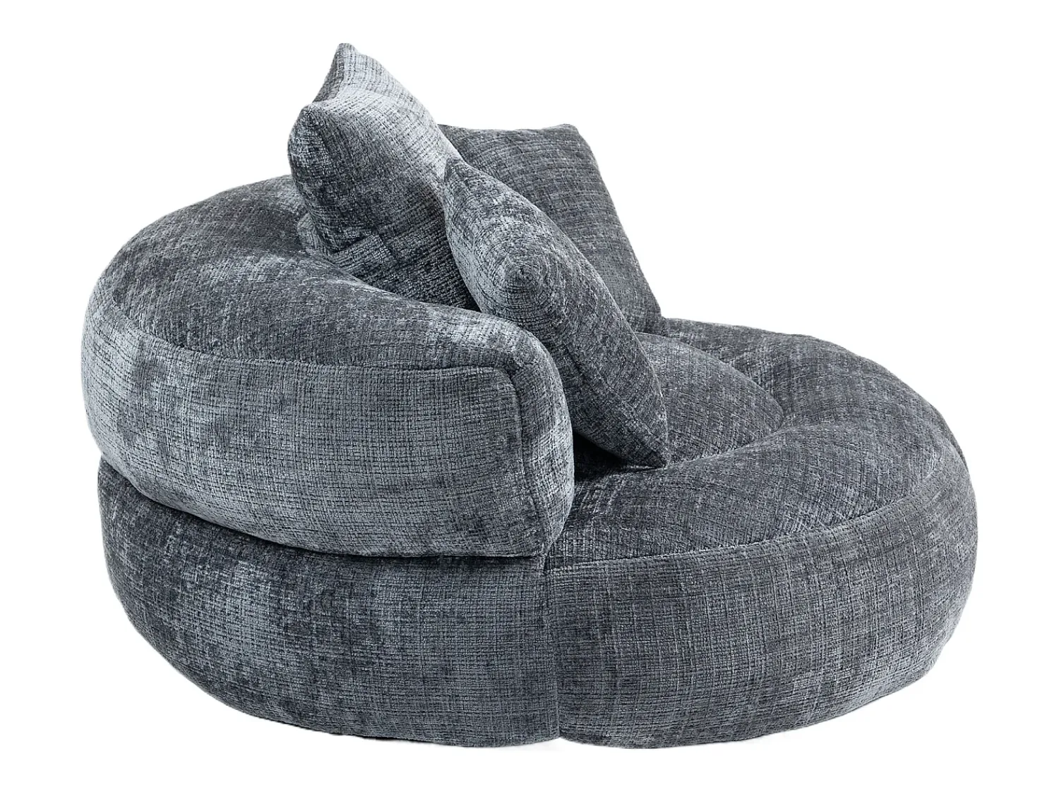 Poltrona*Hauss Spole Puff com 3 almofadas - Para adultos e crianças - Chenille , não necessita de montagem Cinzento
