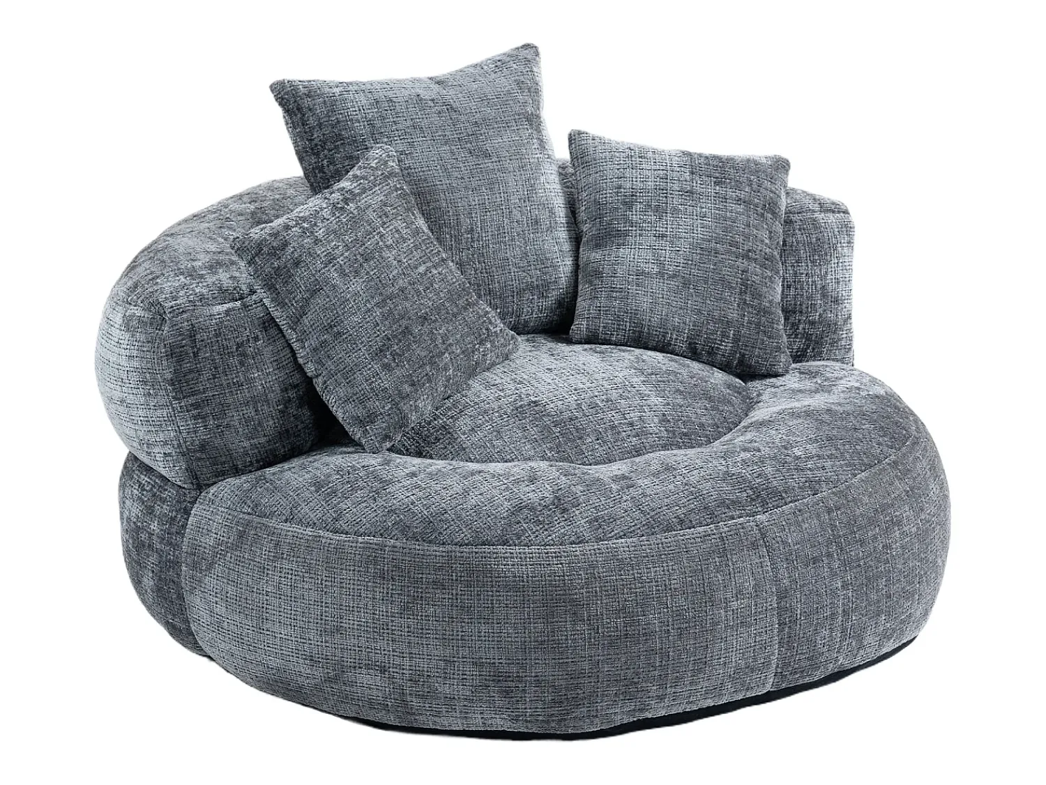 Poltrona*Hauss Spole Puff com 3 almofadas - Para adultos e crianças - Chenille , não necessita de montagem Cinzento
