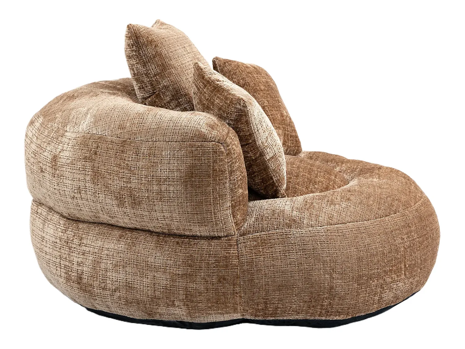 Hauss Spole Puff com 3 almofadas - Para adultos e crianças - Chenille claro, não necessita de montagem Castanho