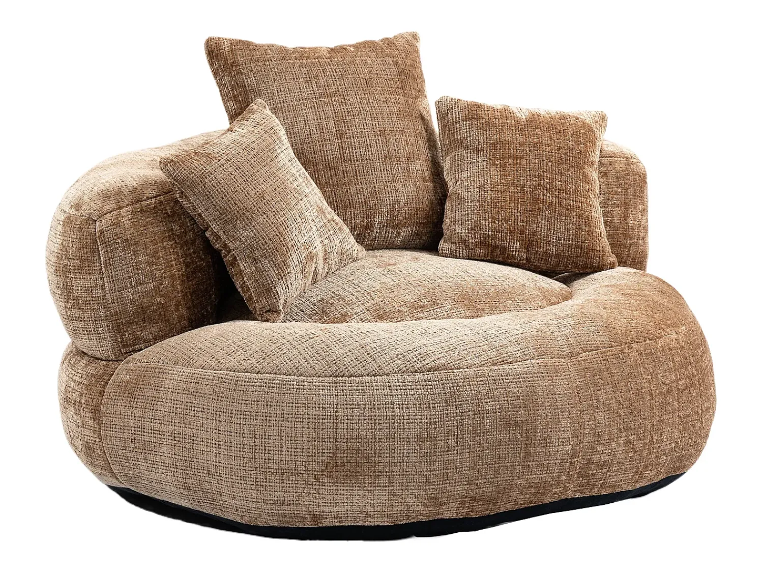 Hauss Spole Puff com 3 almofadas - Para adultos e crianças - Chenille claro, não necessita de montagem Castanho