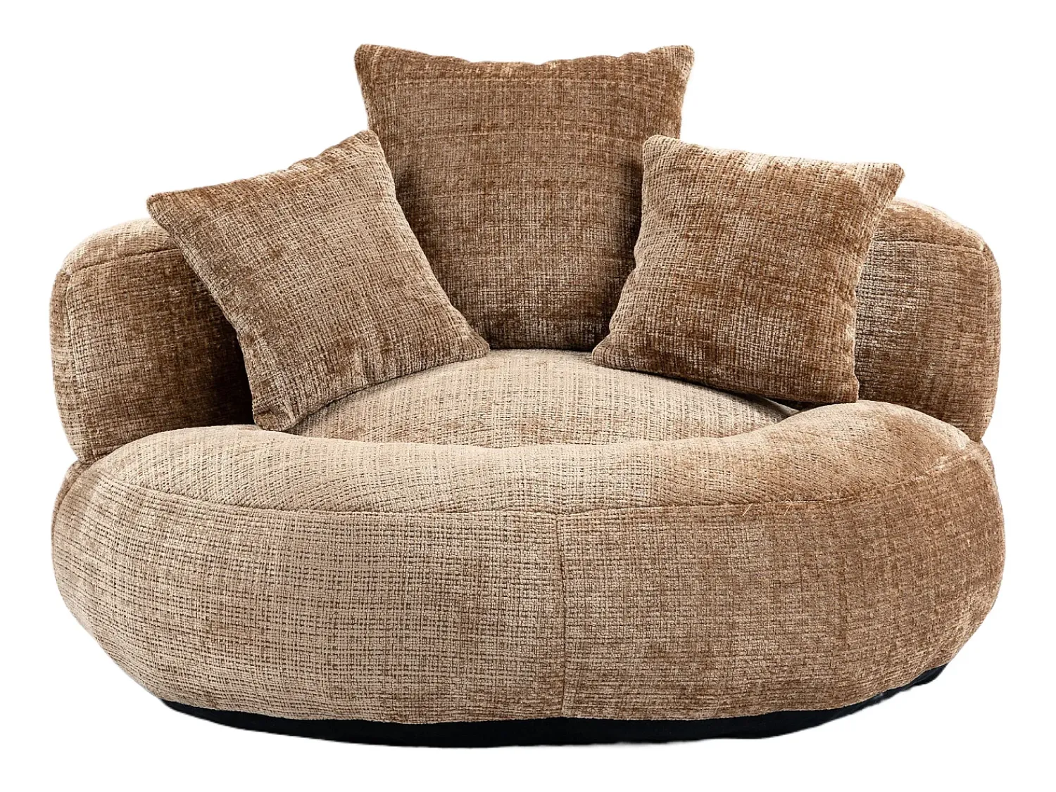 Hauss Spole Puff com 3 almofadas - Para adultos e crianças - Chenille claro, não necessita de montagem Castanho