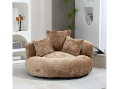 Hauss Spole Puff com 3 almofadas - Para adultos e crianças - Chenille claro, não necessita de montagem Castanho