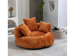 Hauss Spole Puff com 3 almofadas - Para adultos e crianças - Chenille laranja, não necessita de montagem^ Poltrona