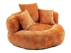 Hauss Spole Puff com 3 almofadas - Para adultos e crianças - Chenille laranja, não necessita de montagem^ Poltrona