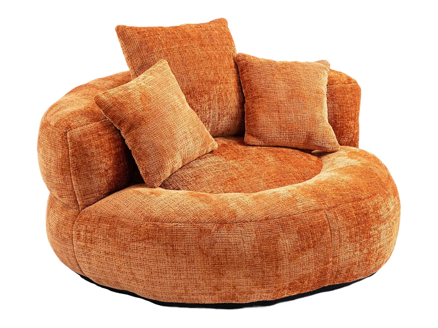 Hauss Spole Puff com 3 almofadas - Para adultos e crianças - Chenille laranja, não necessita de montagem^ Poltrona