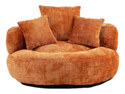 Hauss Spole Puff com 3 almofadas - Para adultos e crianças - Chenille laranja, não necessita de montagem^ Poltrona
