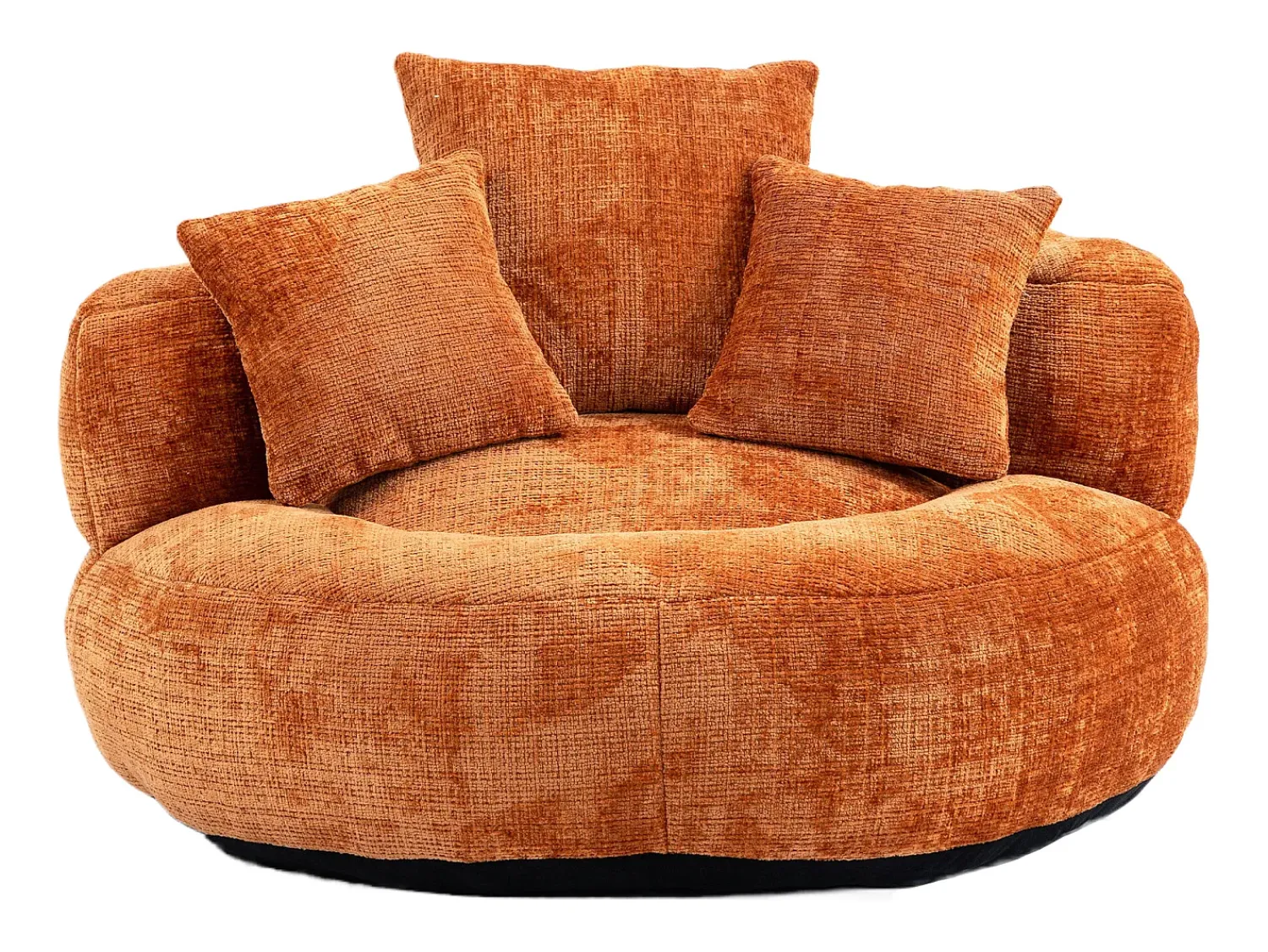 Hauss Spole Puff com 3 almofadas - Para adultos e crianças - Chenille laranja, não necessita de montagem^ Poltrona