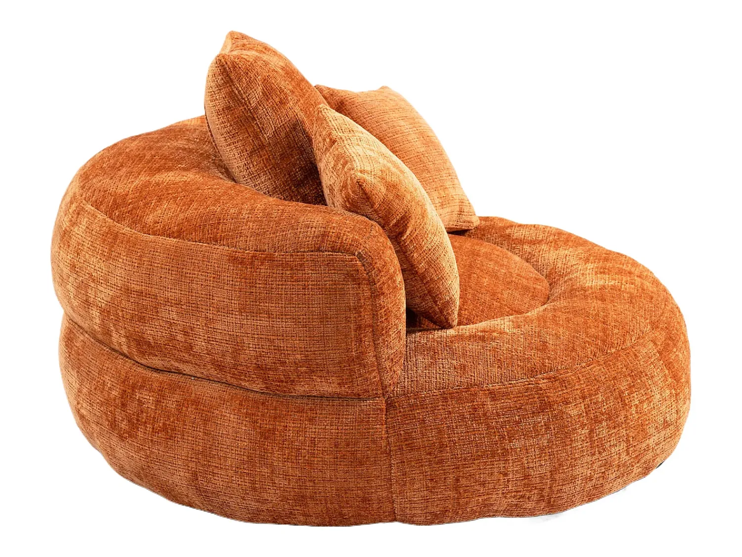 Hauss Spole Puff com 3 almofadas - Para adultos e crianças - Chenille laranja, não necessita de montagem^ Poltrona
