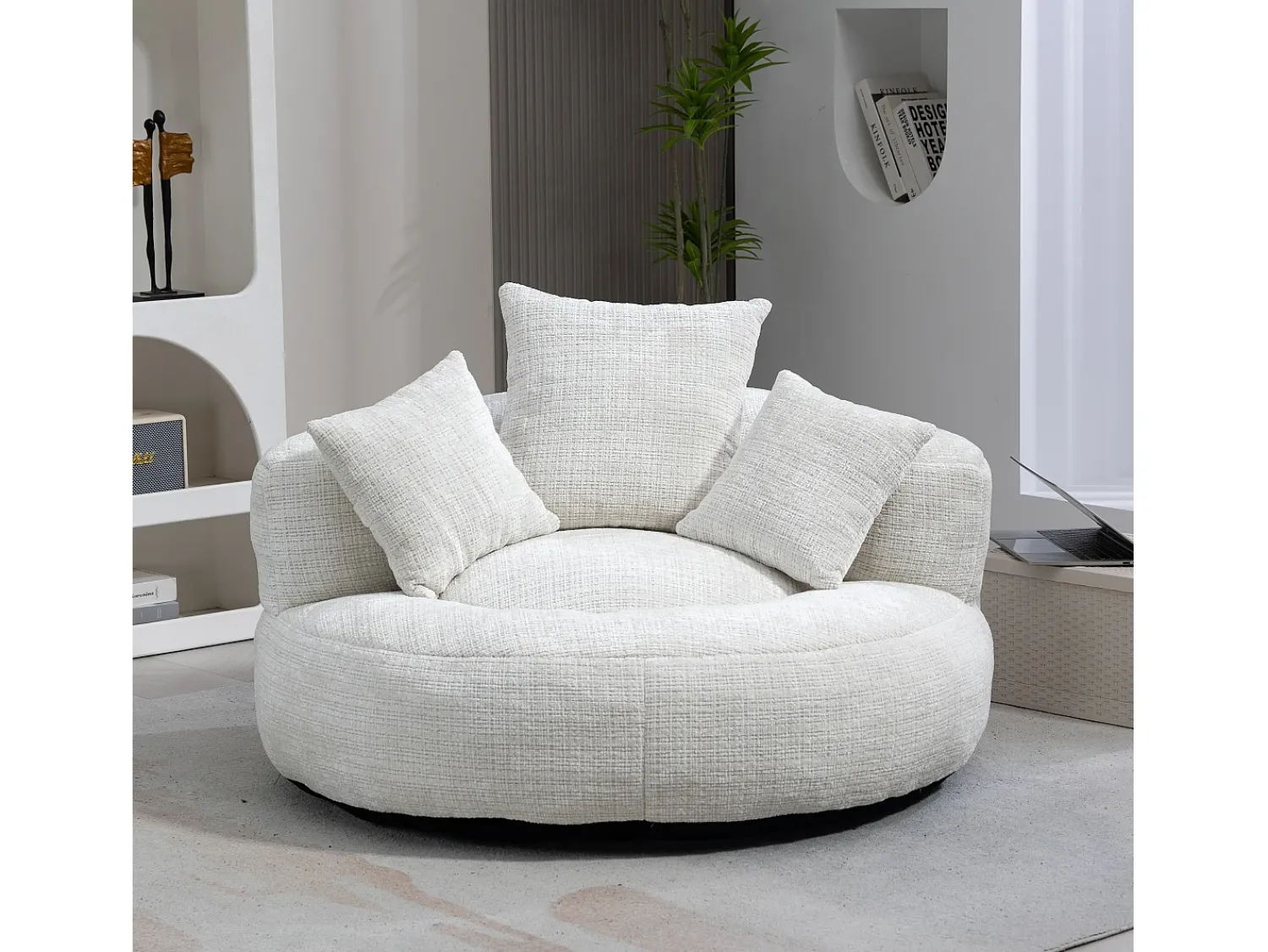 Sale Hauss Spole Puff com 3 almofadas - Para adultos e crianças - Chenille , não necessita de montagem Bege