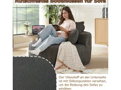 DripeX Puff Redondo de Chenille, Espuma Alta Densidade, com 3 Almofadas, Cinza, 127x127x85cm^ Poltrona