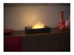 Lareira| Queimador a bioetanol com bancada em aço inoxidável mate 50cm Preto