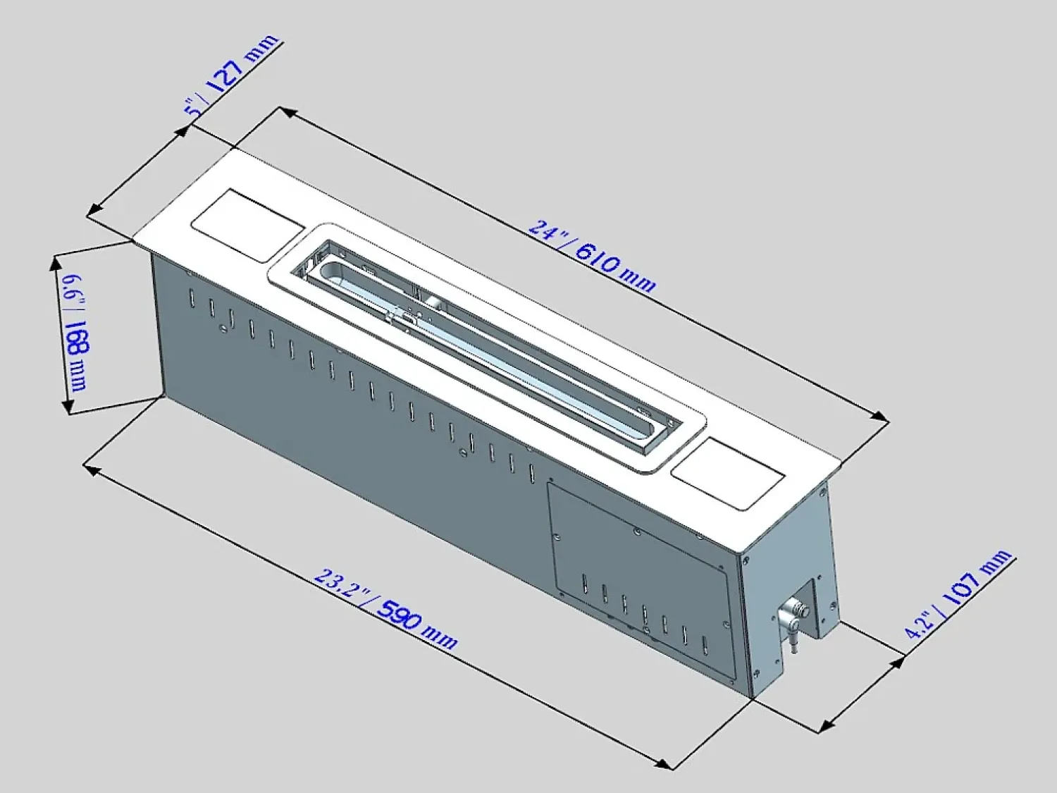 Lareira* Queimador de bioetanol APP inteligente com inserção automática integrada SLIM 70 Cinzento