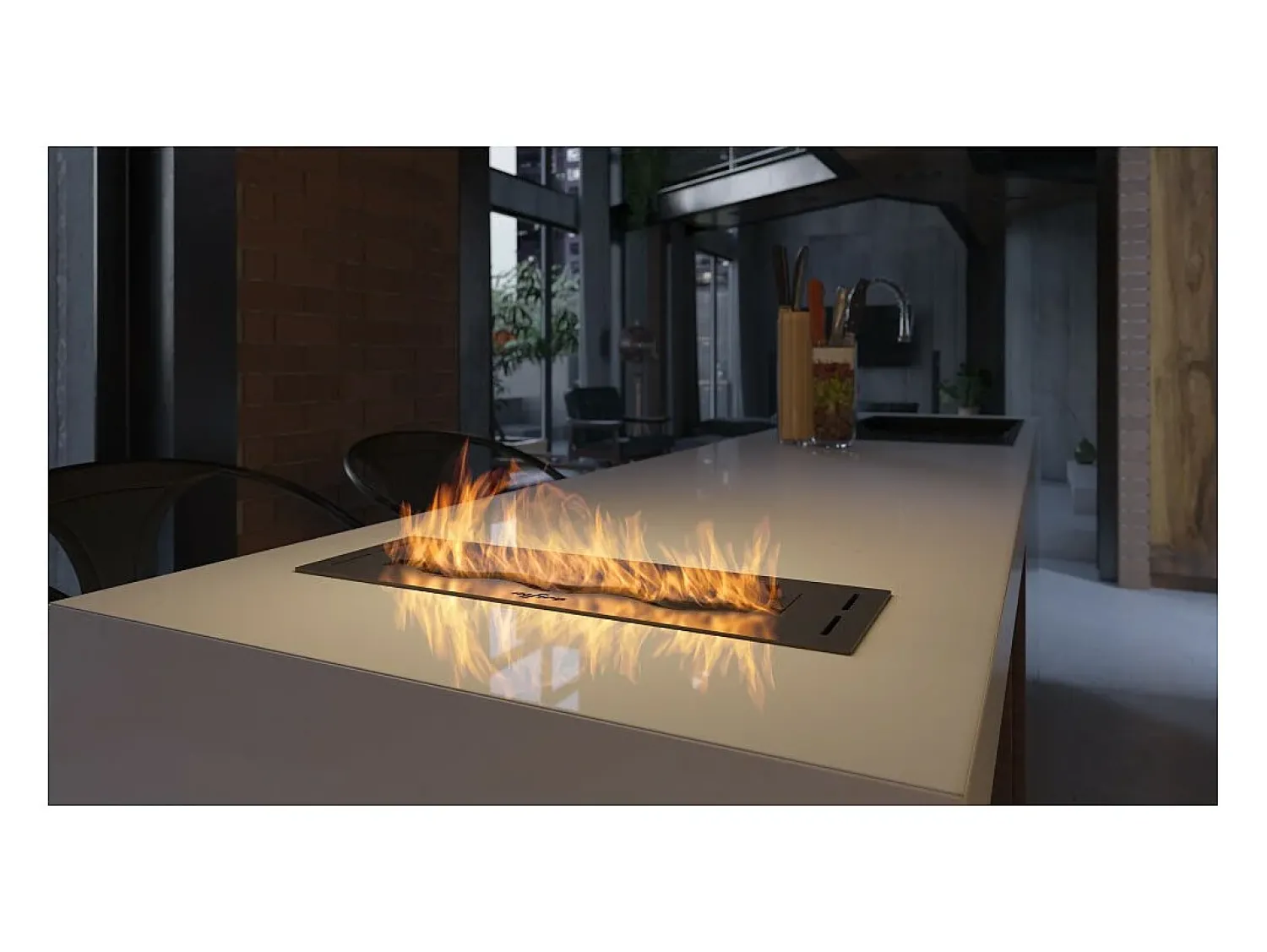 Lareira* Queimador de bioetanol embutido de 50 cm em aço inoxidável, 1 lt Preto