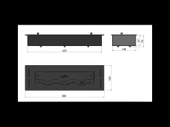 Lareira* Queimador de bioetanol embutido de 50 cm em aço inoxidável, 1 lt Preto