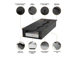 Lareira* Queimador de bioetanol embutido de 50 cm em aço inoxidável, 1 lt Preto