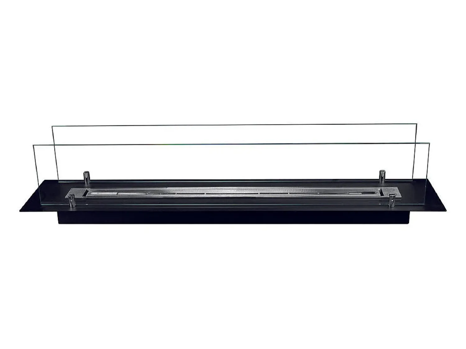 Lareira* Queimador de lareira a bioetanol em aço com vidro de 100 cm Preto