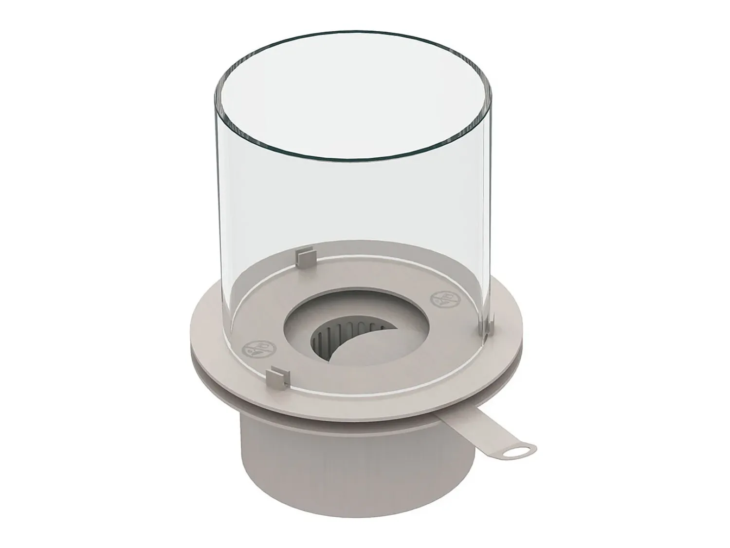 Lareira* Queimador redondo com vidro para lareira a bioetanol, biolareira em aço inox 1,5 lt d.25 Cinzento