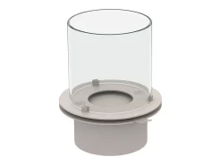 Lareira* Queimador redondo com vidro para lareira a bioetanol, biolareira em aço inox 1,5 lt d.25 Cinzento