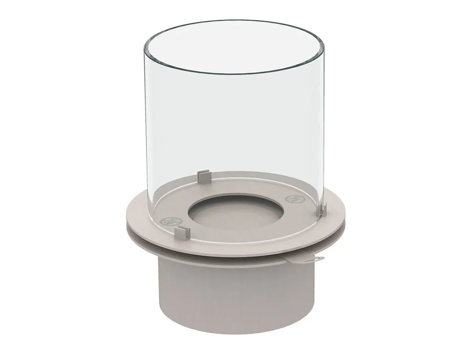 Lareira* Queimador redondo com vidro para lareira a bioetanol, biolareira em aço inox 1,5 lt d.25 Cinzento