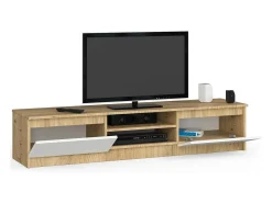 Akord Rack de TV 160cm Carvalho Artisan/Branco, 2 Portas, 2 Prateleiras, Montagem Fácil^ Móvel De Tv