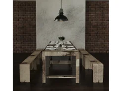Consola| RAFFAELLA - Conjunto de consola com dois bancos extensíveis - Dimensões de instalação: 51,6 x 90 x 75 cm - Branco - Entrega gratuita Castanho