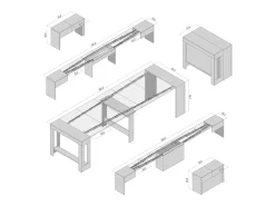 Outlet RAFFAELLA - Conjunto de consola com dois bancos extensíveis - Dimensões de instalação: 51,6 x 90 x 75 cm - Branco - Entrega gratuita Camel