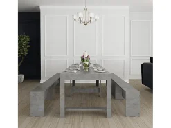 Consola* RAFFAELLA - Conjunto de consola com dois bancos extensíveis - Dimensões de instalação: 51,6 x 90 x 75 cm - Branco - Entrega gratuita Cinzento claro / Cinzento