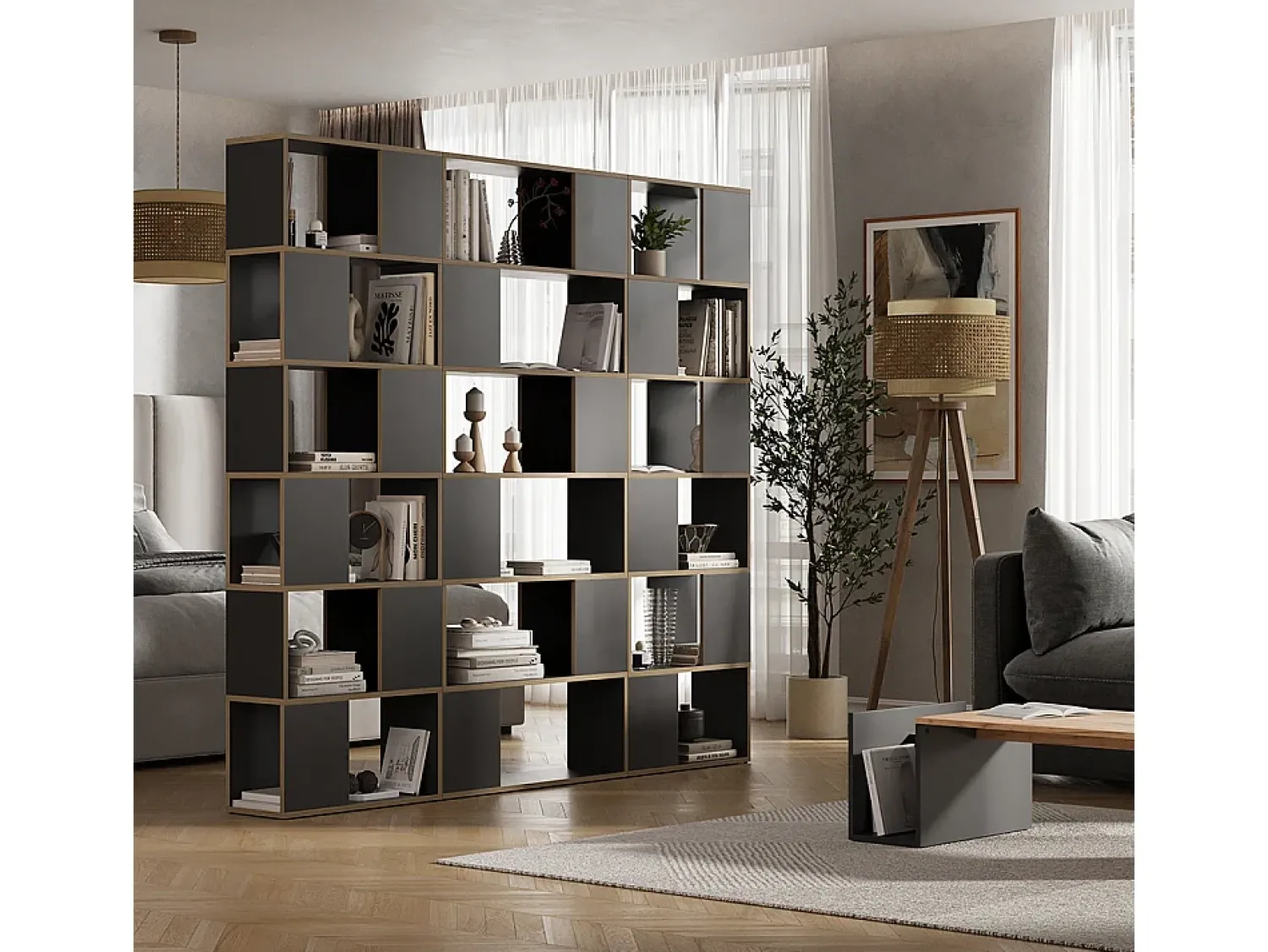 Prateleira|Vicco Raumteiler antracite/carvalho 80x24x186 eneos Preto
