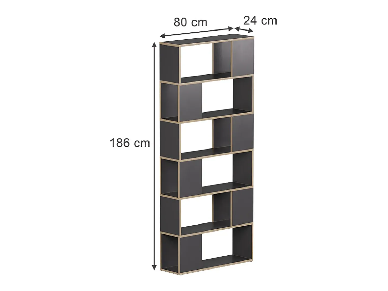 Prateleira|Vicco Raumteiler antracite/carvalho 80x24x186 eneos Preto