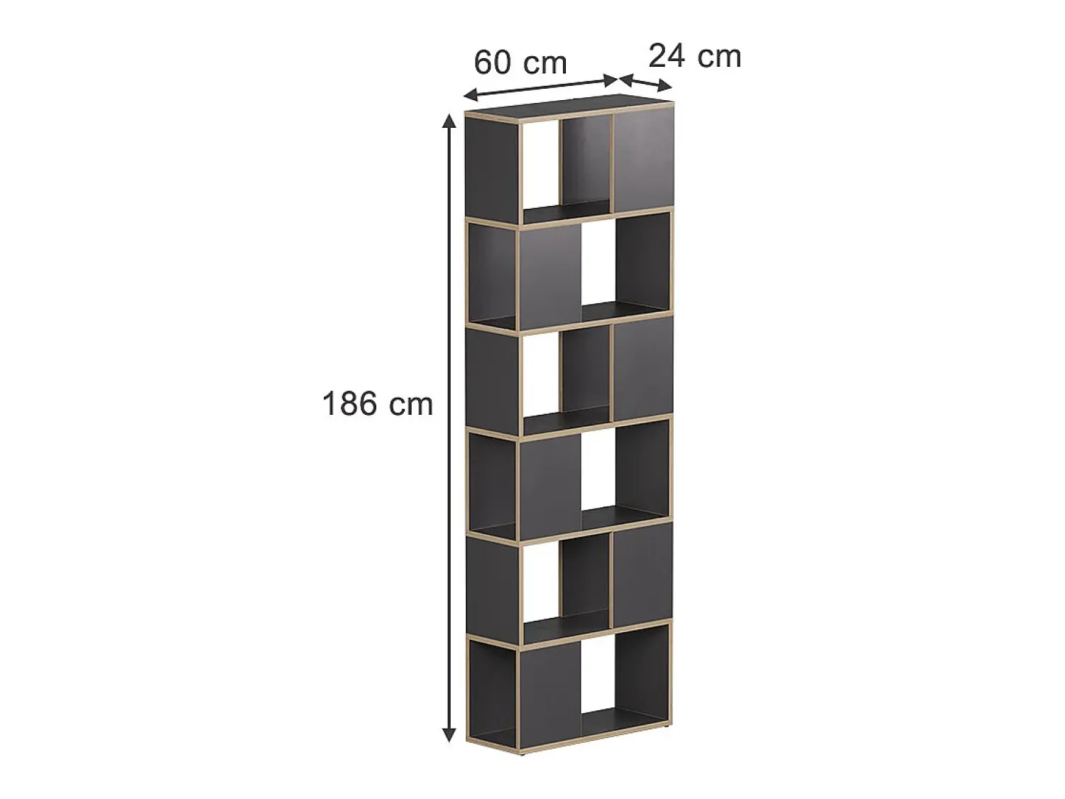 Prateleira*Vicco Raumteiler antracite/carvalho 60x24x186 eneos Preto