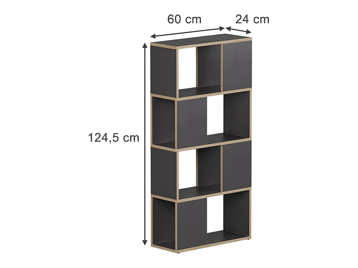 Prateleira|Vicco Raumteiler antracite/carvalho 60x24x124.5 eneos Preto