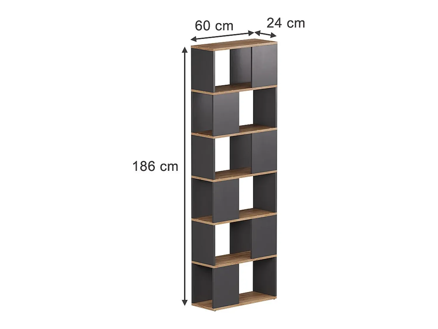 Prateleira*Vicco Raumteiler carvalho antracite/goldkraft 60x24x186 eneos Cinza antracite
