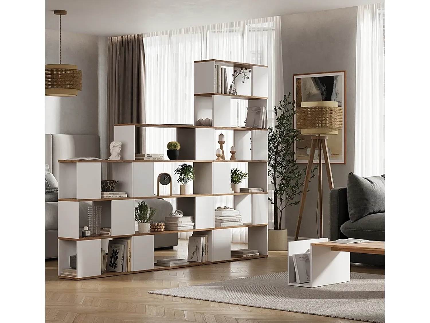 Prateleira|Vicco Raumteiler carvalho branco/dourado 100x24x124.5 eneos Natural escuro