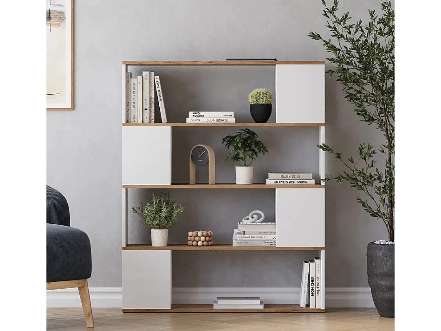 Prateleira|Vicco Raumteiler carvalho branco/dourado 100x24x124.5 eneos Natural escuro